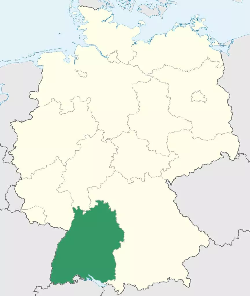 Baden-Württemberg auf Deutschlands Bundesländer-Karte