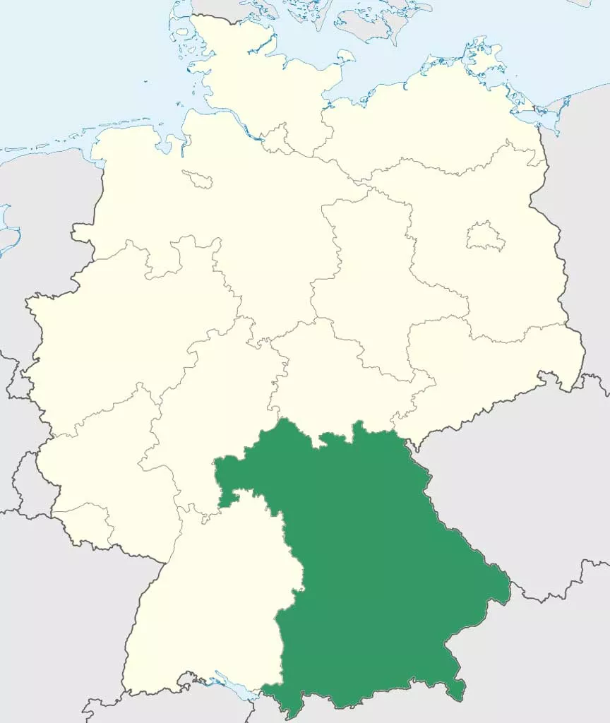Bayern auf Deutschlands Bundesländer-Karte