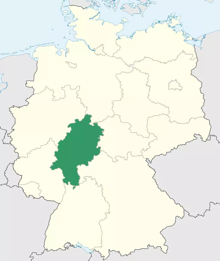 Hessen auf Deutschlands Bundesländer-Karte