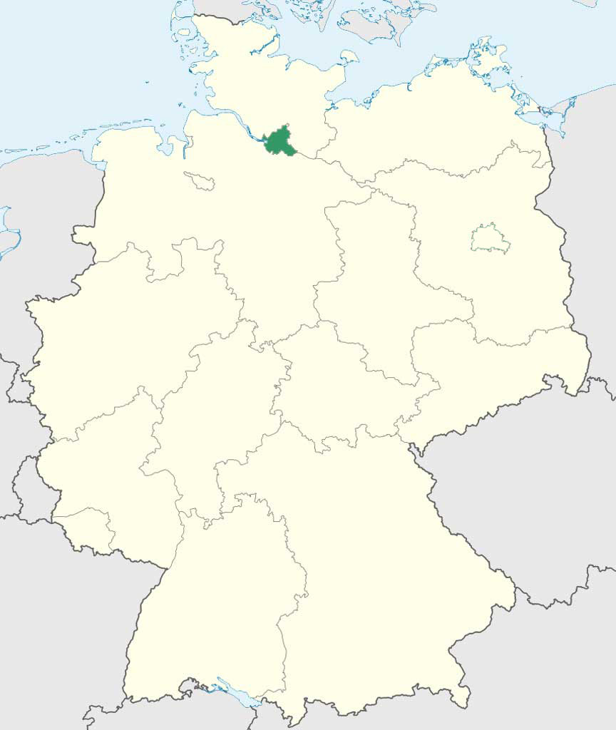 Hamburg auf Deutschlands Bundesländer-Karte