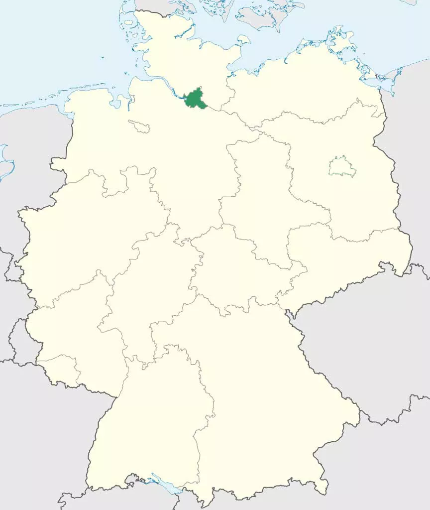 Hamburg auf Deutschlands Bundesländer-Karte