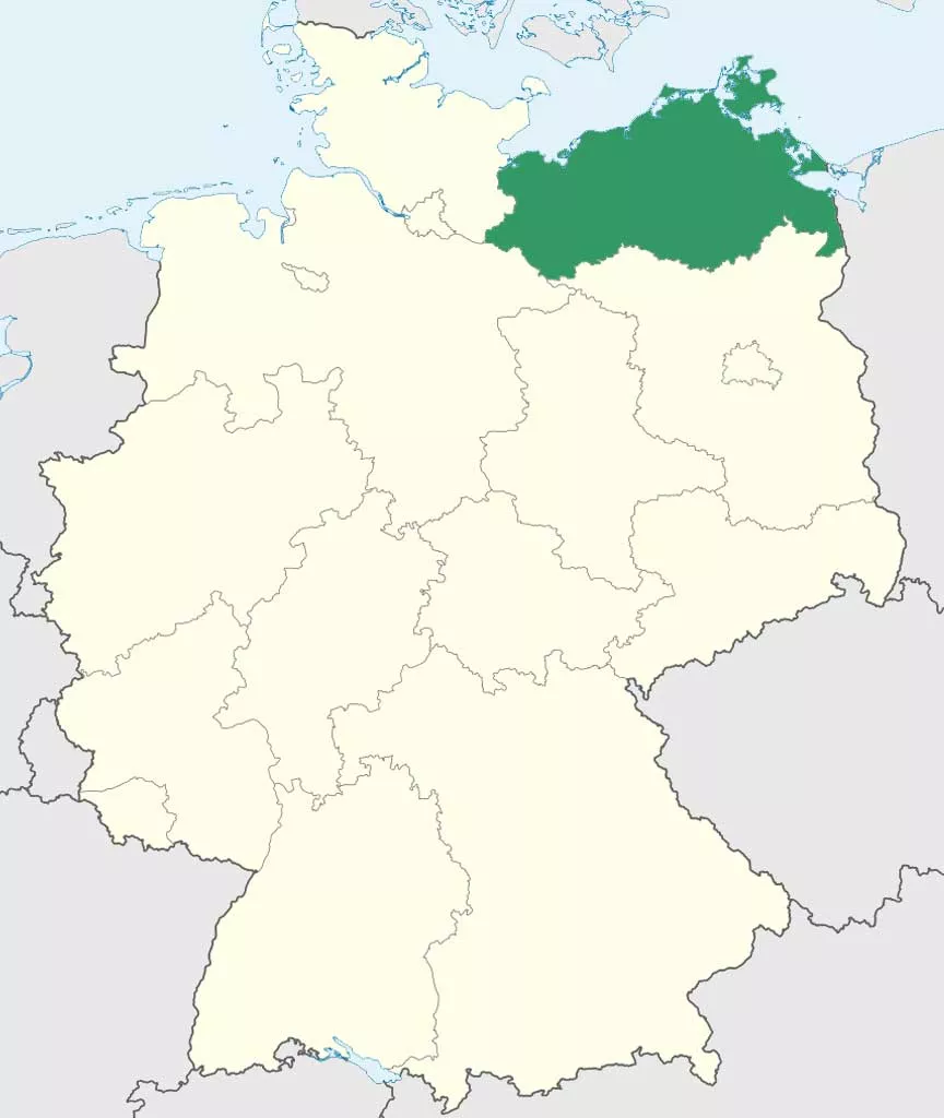 Mecklenburg-Vorpommern auf Deutschlands Bundesländer-Karte