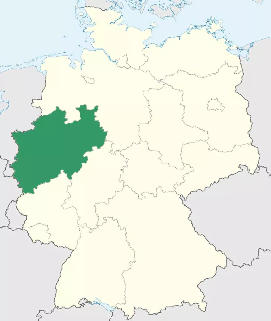 Nordrhein-Westfalen auf Deutschlands Bundesländer-Karte