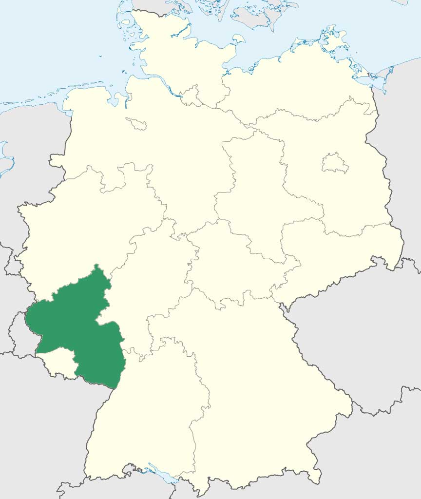 Rheinland-Pfalz auf Deutschlands Bundesländer-Karte