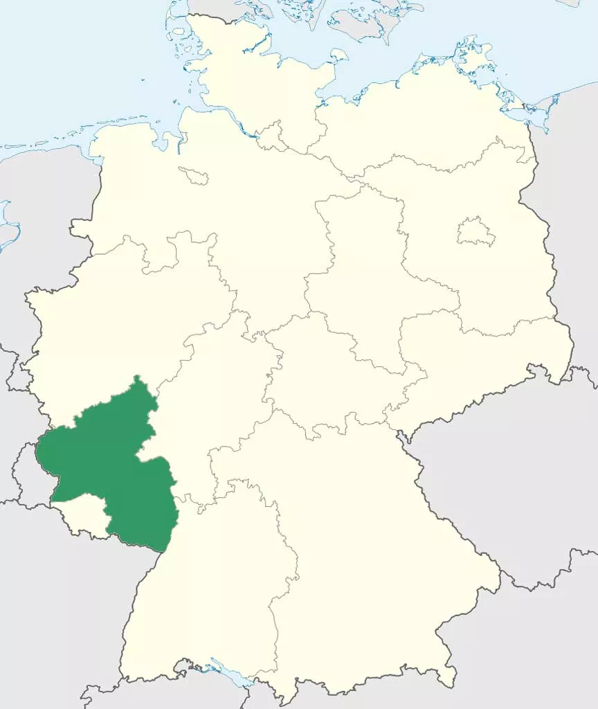 Rheinland-Pfalz auf Deutschlands Bundesländer-Karte