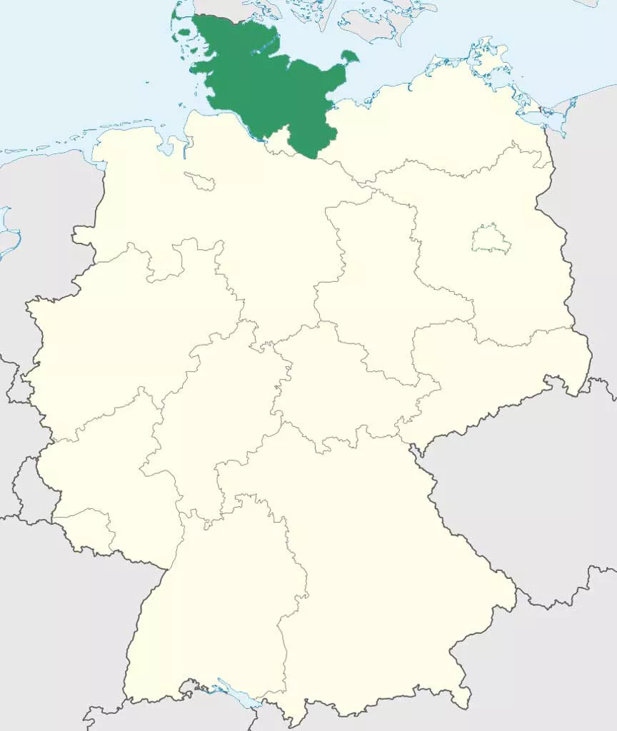 Schleswig-Holstein auf Deutschlands Bundesländer-Karte