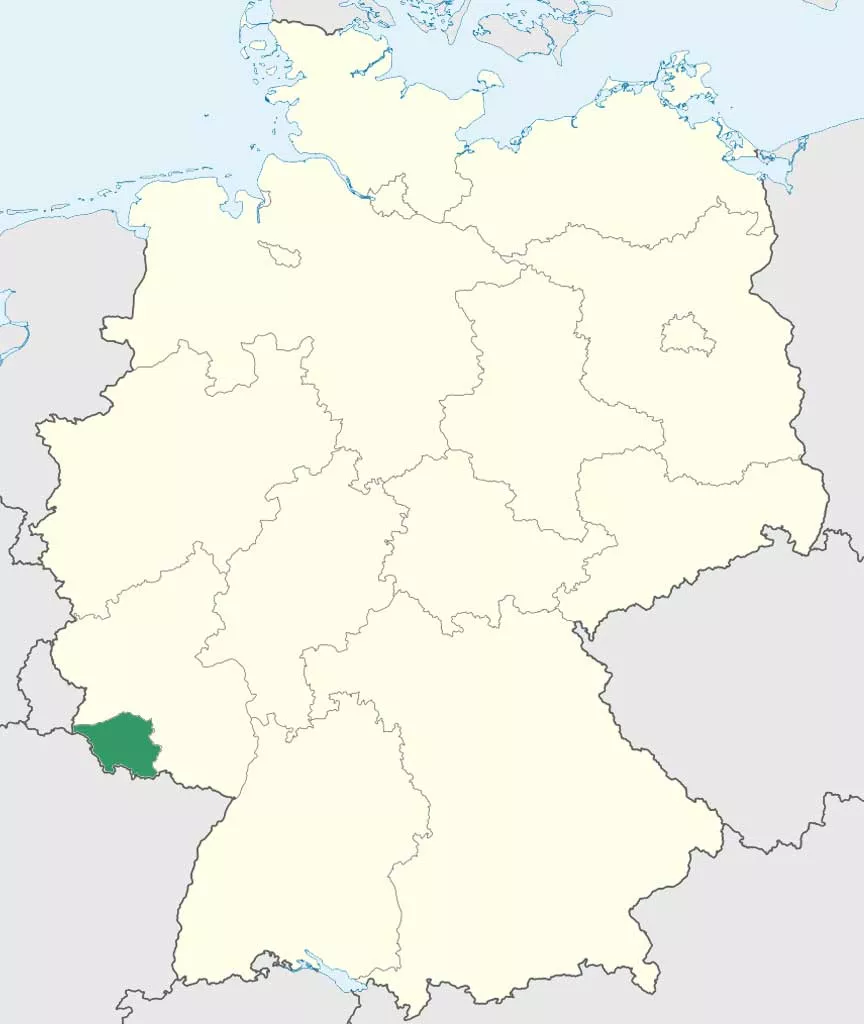 Saarland auf Deutschlands Bundesländer-Karte