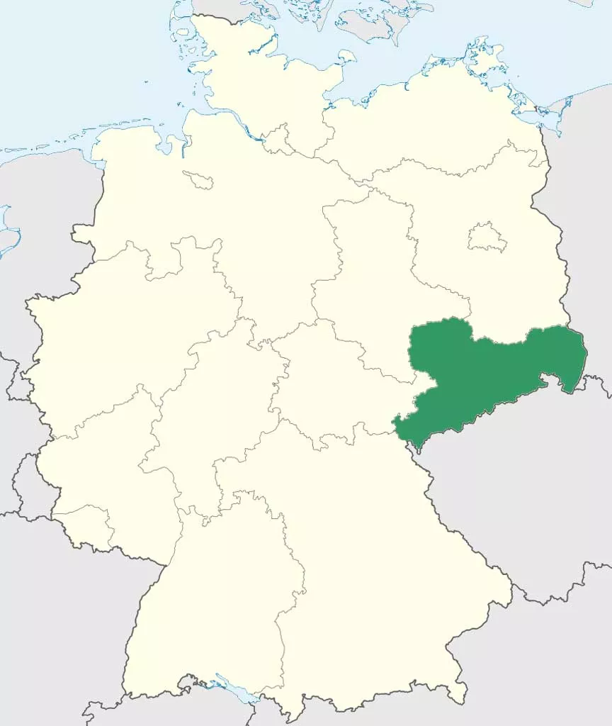 Sachsen auf Deutschlands Bundesländer-Karte