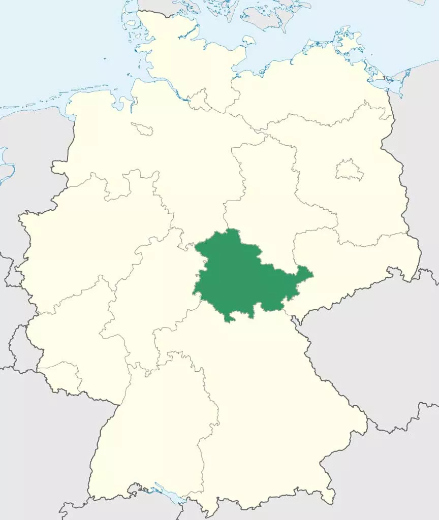 Thüringen auf Deutschlands Bundesländer-Karte