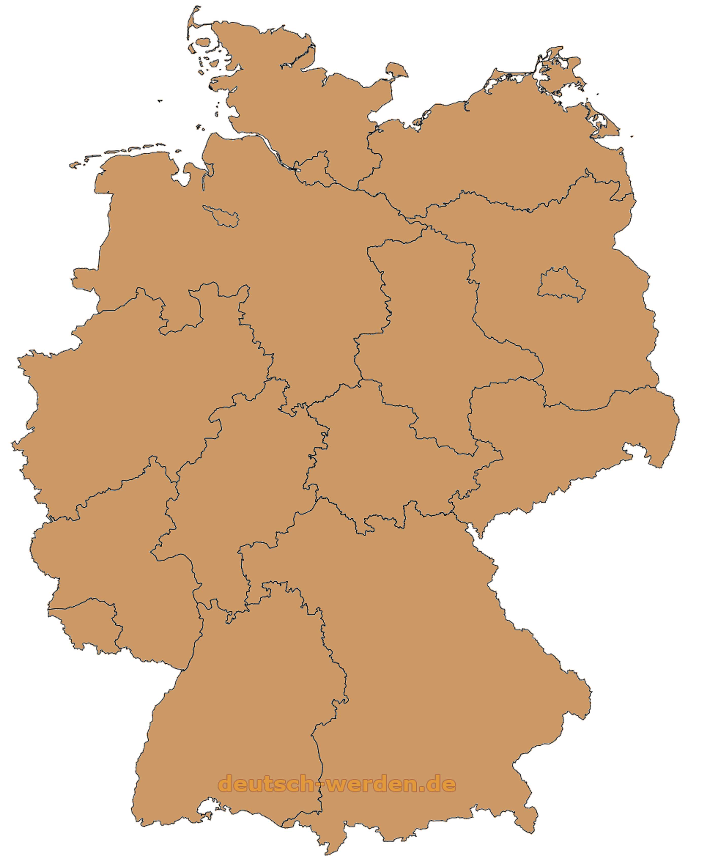 Deutschland Karte mit Bundesländer (ohne Text)