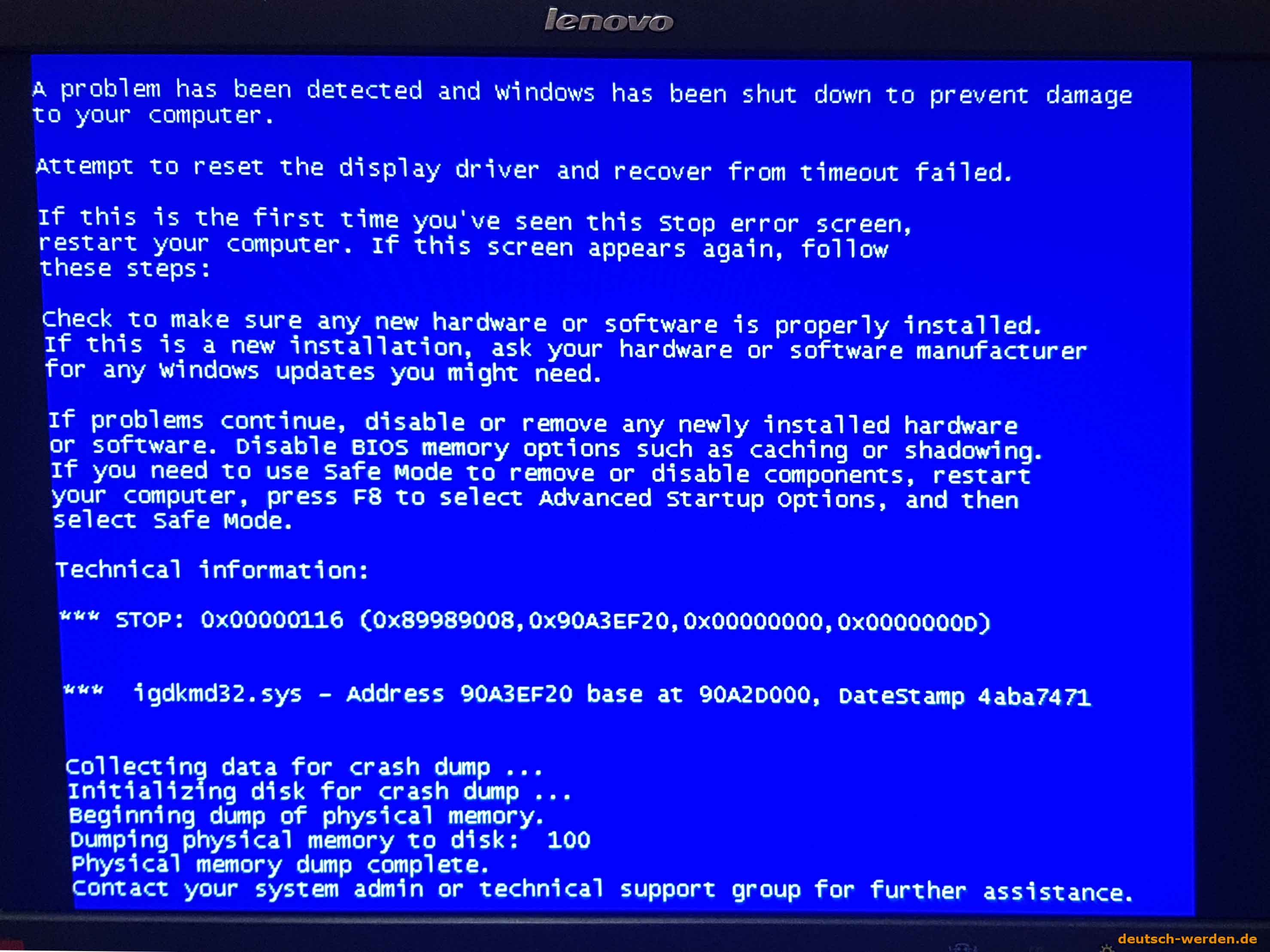 Blauer Bildschirm in Windows 7